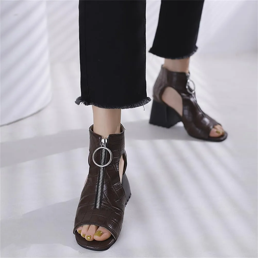 KIKIVIVI Womens Peep Toe Slingback Sandals Buckle Chunky Heel Pumps