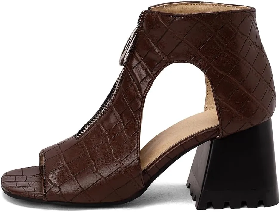 KIKIVIVI Womens Peep Toe Slingback Sandals Buckle Chunky Heel Pumps