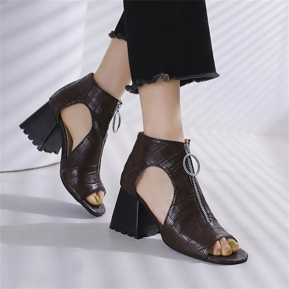 KIKIVIVI Womens Peep Toe Slingback Sandals Buckle Chunky Heel Pumps