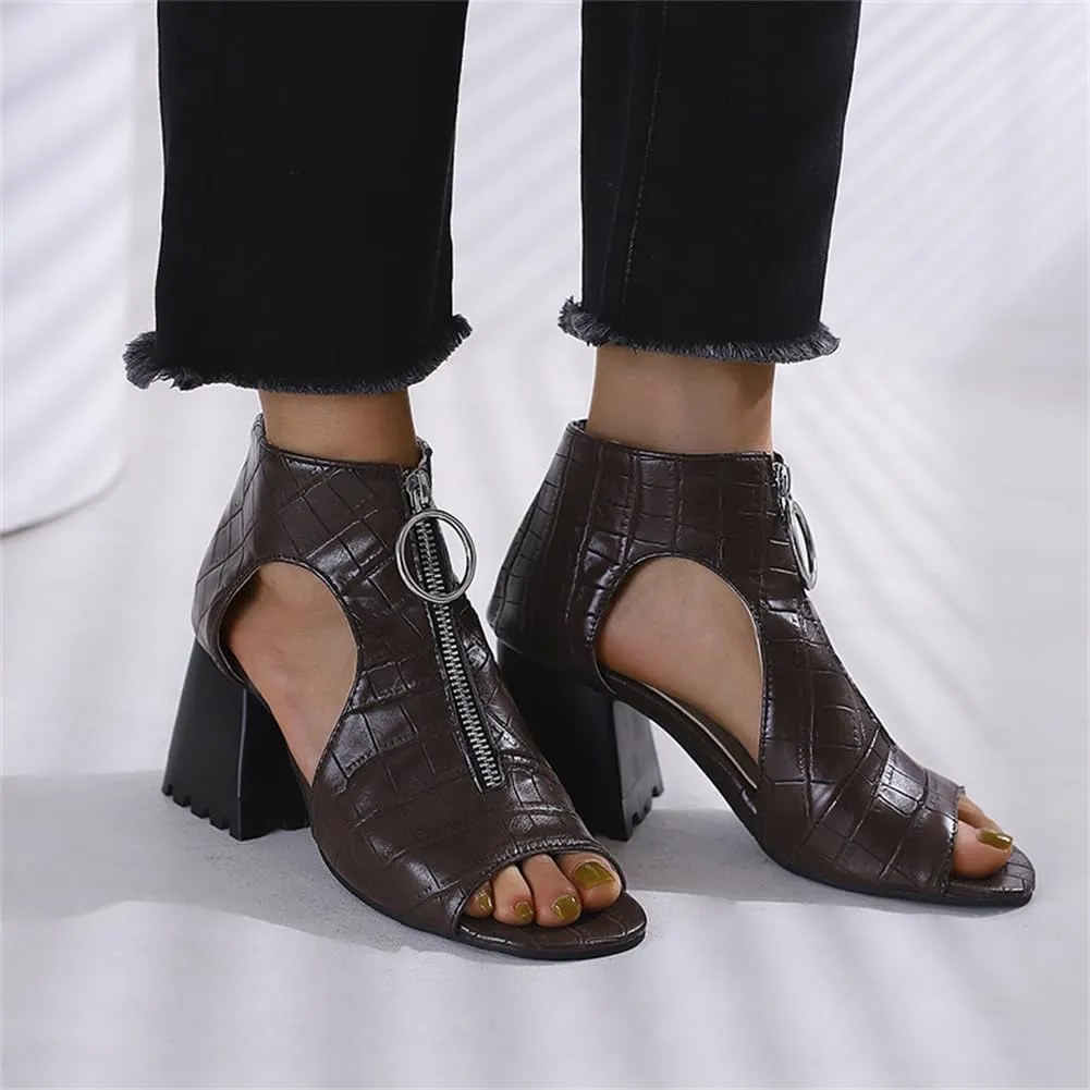 KIKIVIVI Womens Peep Toe Slingback Sandals Buckle Chunky Heel Pumps