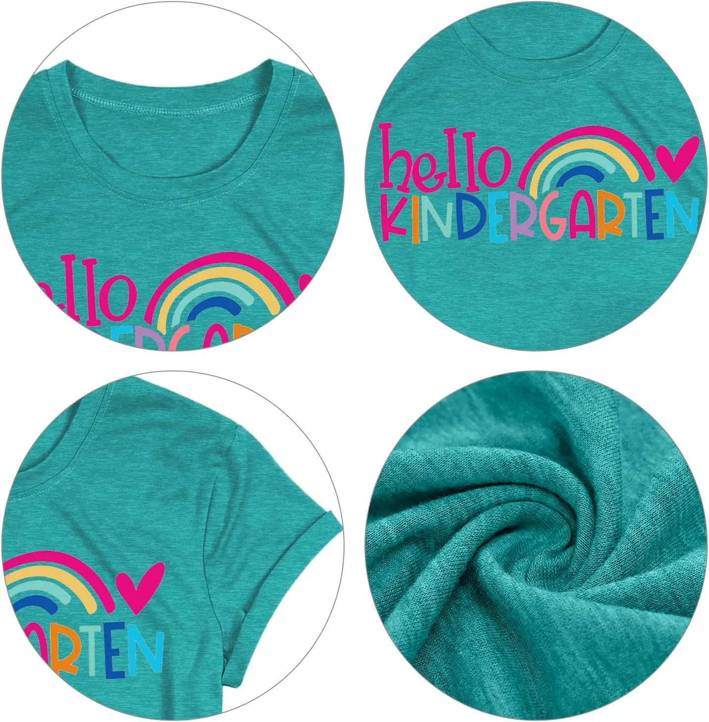 Kindergarten Teacher Shirts for Women Rainbow Kindergarten Teacher T-Shirt Hello Kindergarten Tee Tops
