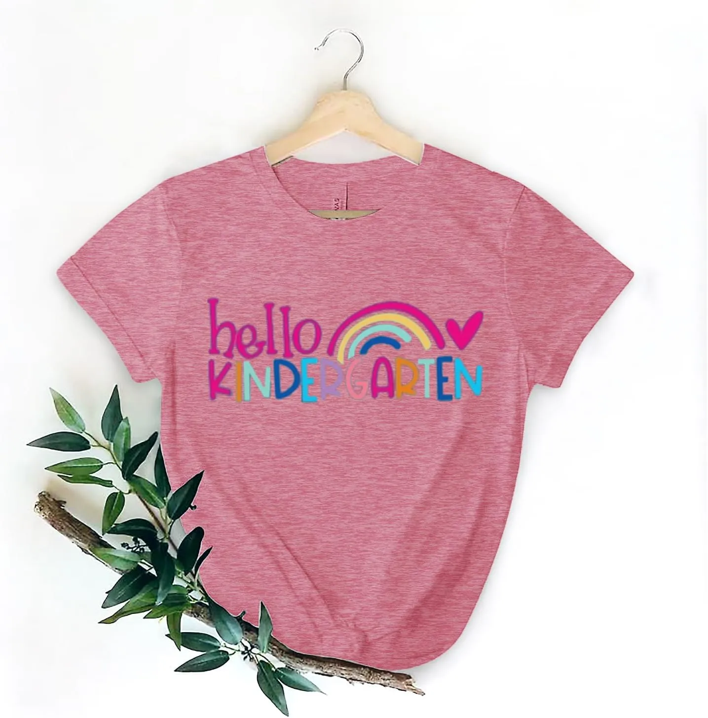 Kindergarten Teacher Shirts for Women Rainbow Kindergarten Teacher T-Shirt Hello Kindergarten Tee Tops