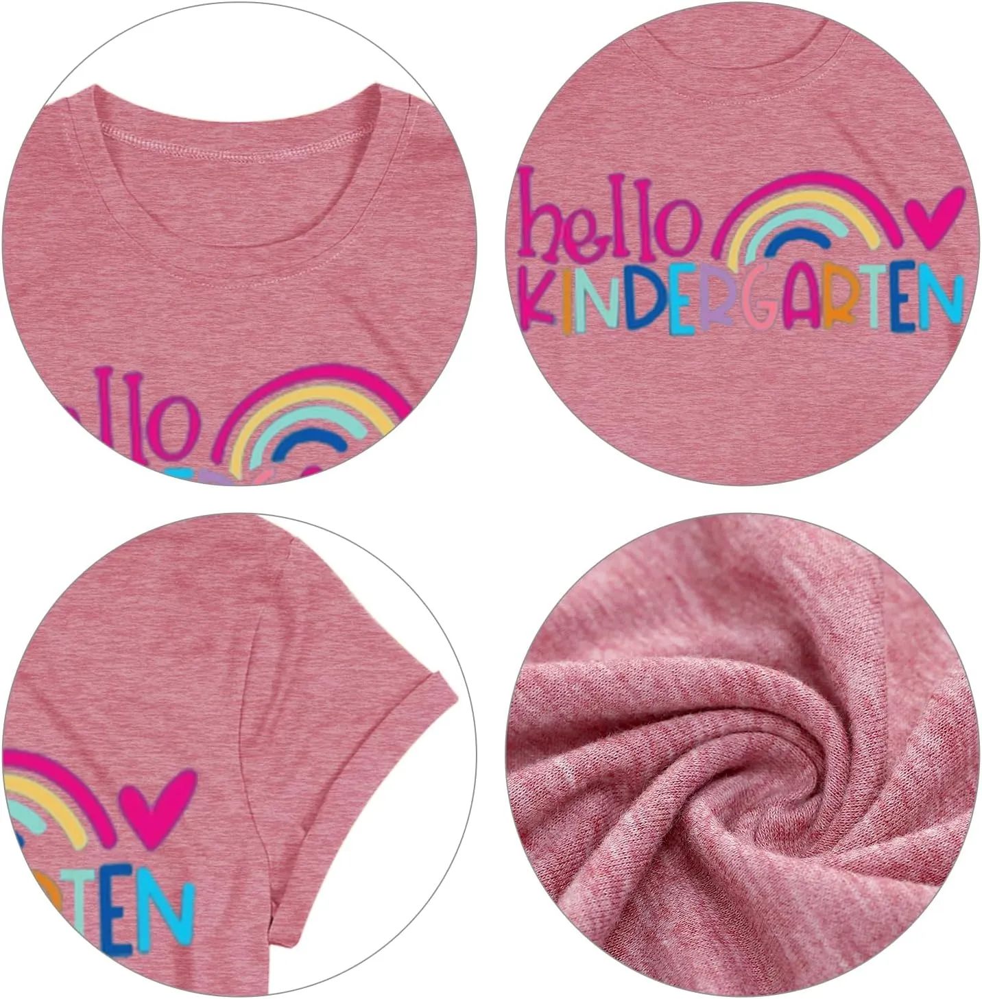 Kindergarten Teacher Shirts for Women Rainbow Kindergarten Teacher T-Shirt Hello Kindergarten Tee Tops