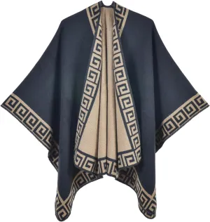 KirGiabo Women's Plaid Sweater Poncho Cape Coat Open Front Blanket Shawls and Wraps