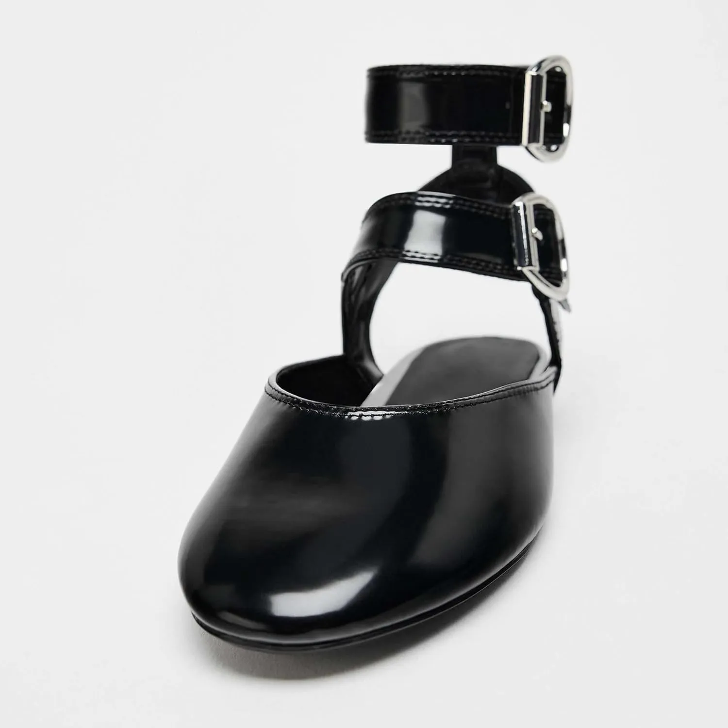 Kluolandi Double Buckle Ballet Flats Shoes for Women Ankle Strap Flat Slingback Ballerina Shoes