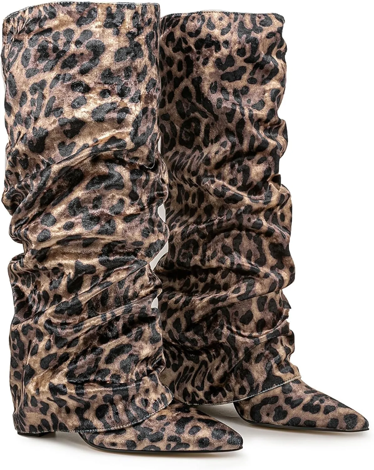 Knee High Boots Women Pointed Toe Tall Stiletto Heel Long Dress Knee-High Wedge Slouch with Gradient Crocodile Textur Comfortable Vacation Holiday Party Dating