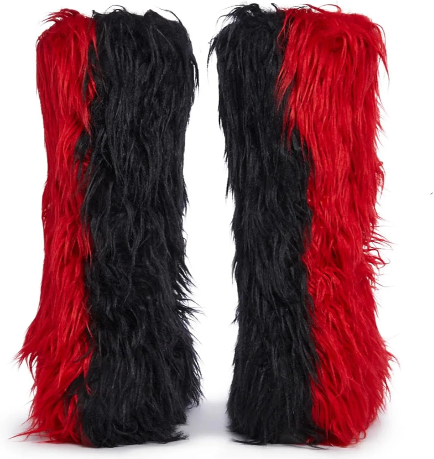 Knee-High Snow Boots, Round Toe Flat Bottom Low Heel Slip-On Boots Short Plush Lining Raw Edge Warm High Boots Daily Solid Color Tassel Casual Boots