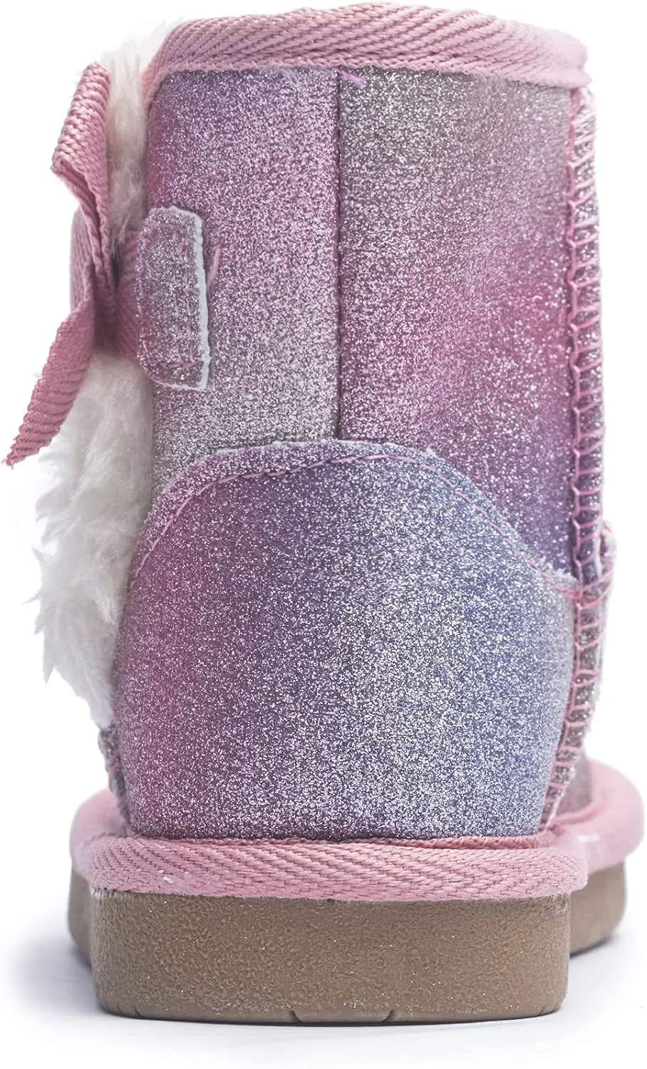 KRABOR Toddlers/Little Girls Boots,Glitter Warm Winter Snow Shoes with Cotton Lining and Cute Bow
