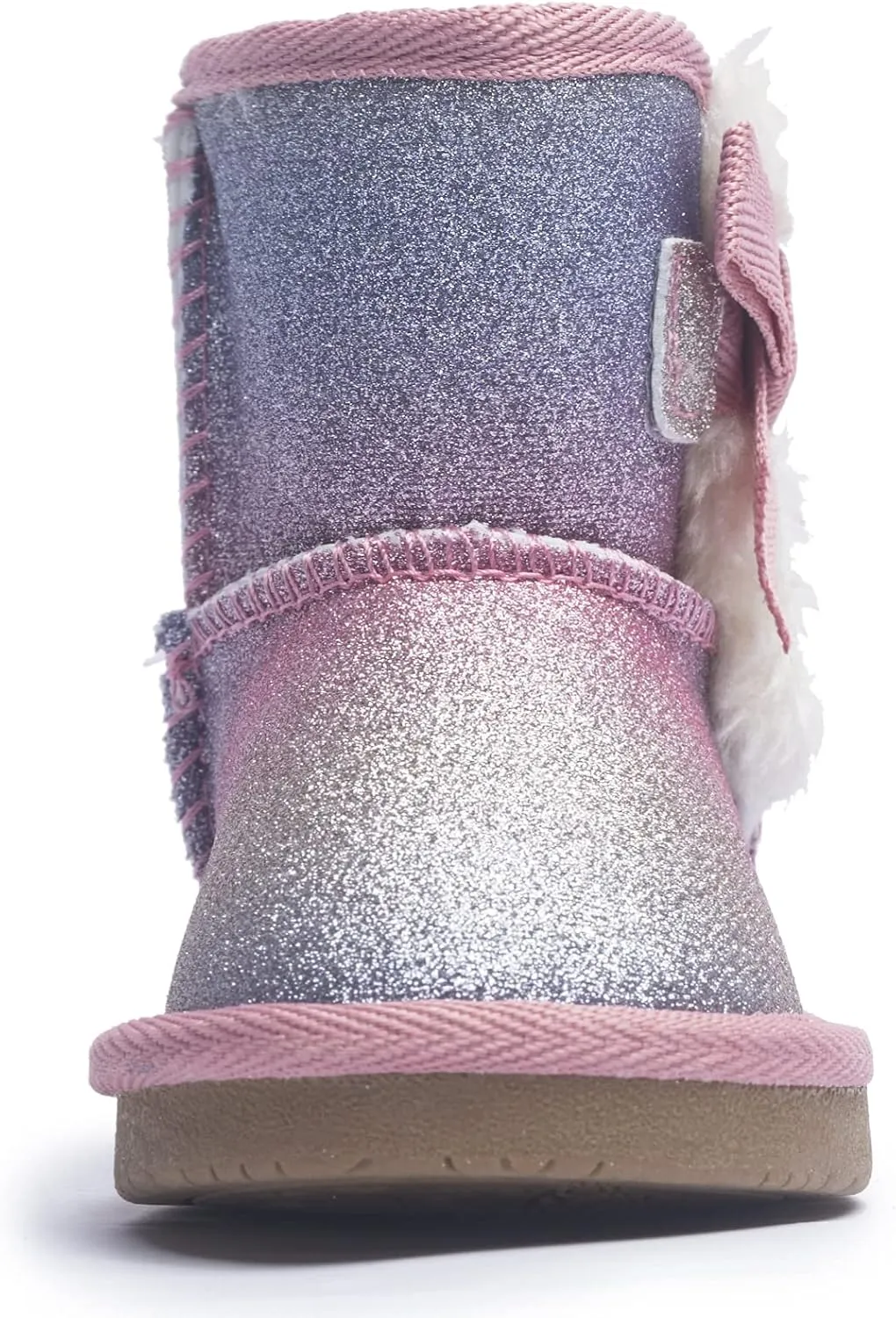KRABOR Toddlers/Little Girls Boots,Glitter Warm Winter Snow Shoes with Cotton Lining and Cute Bow