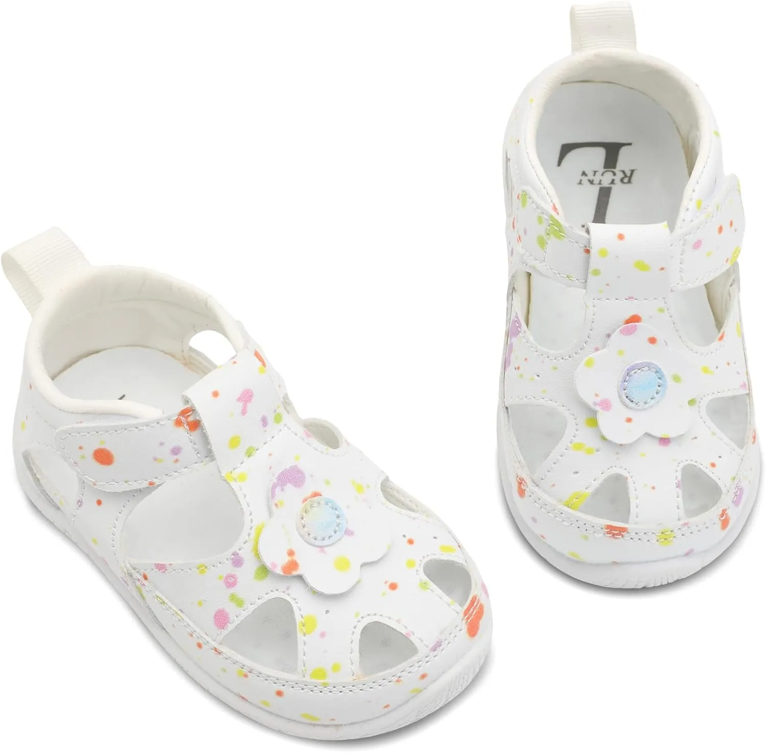 L-RUN Toddler Mary Jane Shoes Girls Casual Barefoot Sandals Breathable Princess Dress Flats Anti Slip Rubber Sole Infant First Walker Shoes for Outdoor Indoor