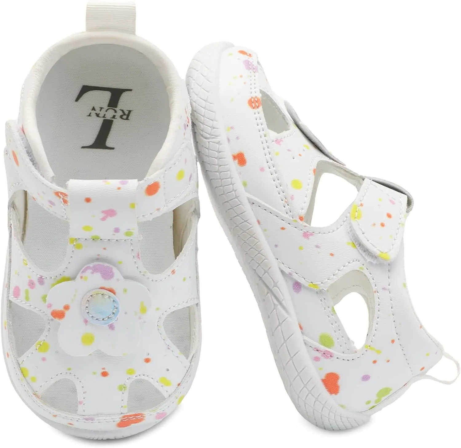 L-RUN Toddler Mary Jane Shoes Girls Casual Barefoot Sandals Breathable Princess Dress Flats Anti Slip Rubber Sole Infant First Walker Shoes for Outdoor Indoor
