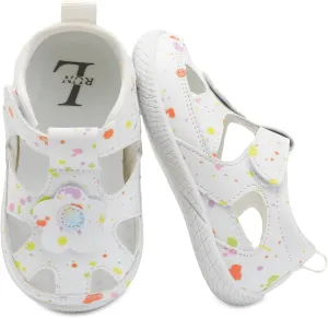 L-RUN Toddler Mary Jane Shoes Girls Casual Barefoot Sandals Breathable Princess Dress Flats Anti Slip Rubber Sole Infant First Walker Shoes for Outdoor Indoor