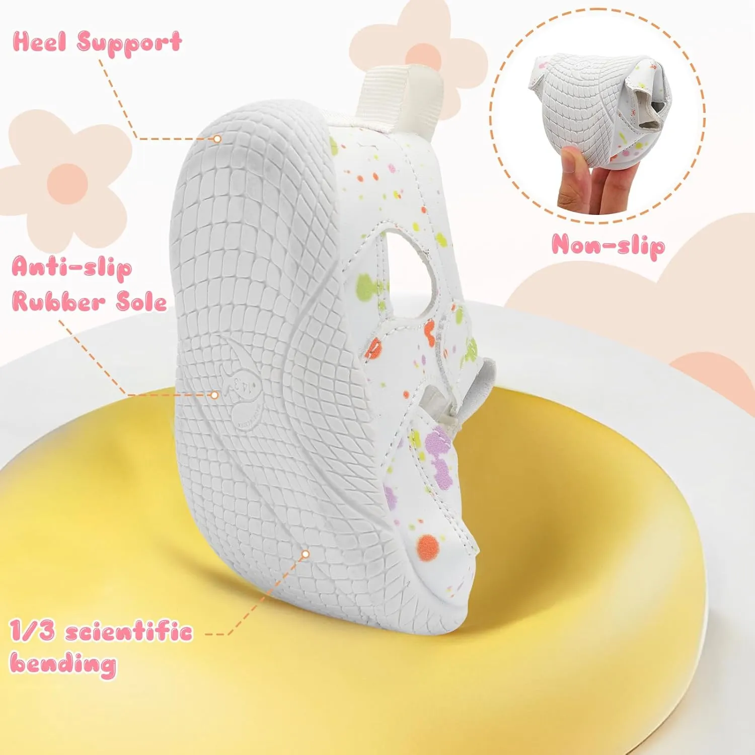 L-RUN Toddler Mary Jane Shoes Girls Casual Barefoot Sandals Breathable Princess Dress Flats Anti Slip Rubber Sole Infant First Walker Shoes for Outdoor Indoor