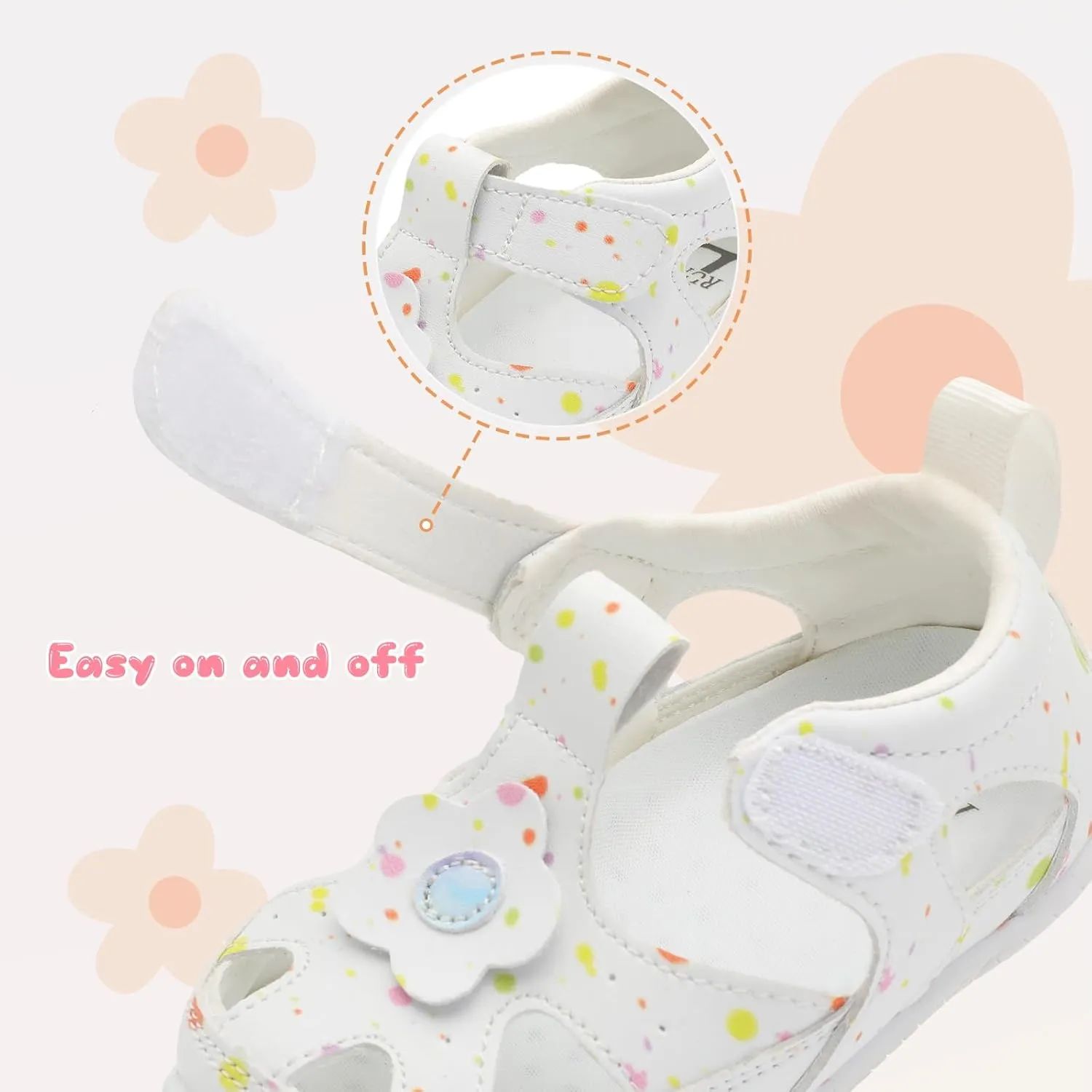 L-RUN Toddler Mary Jane Shoes Girls Casual Barefoot Sandals Breathable Princess Dress Flats Anti Slip Rubber Sole Infant First Walker Shoes for Outdoor Indoor