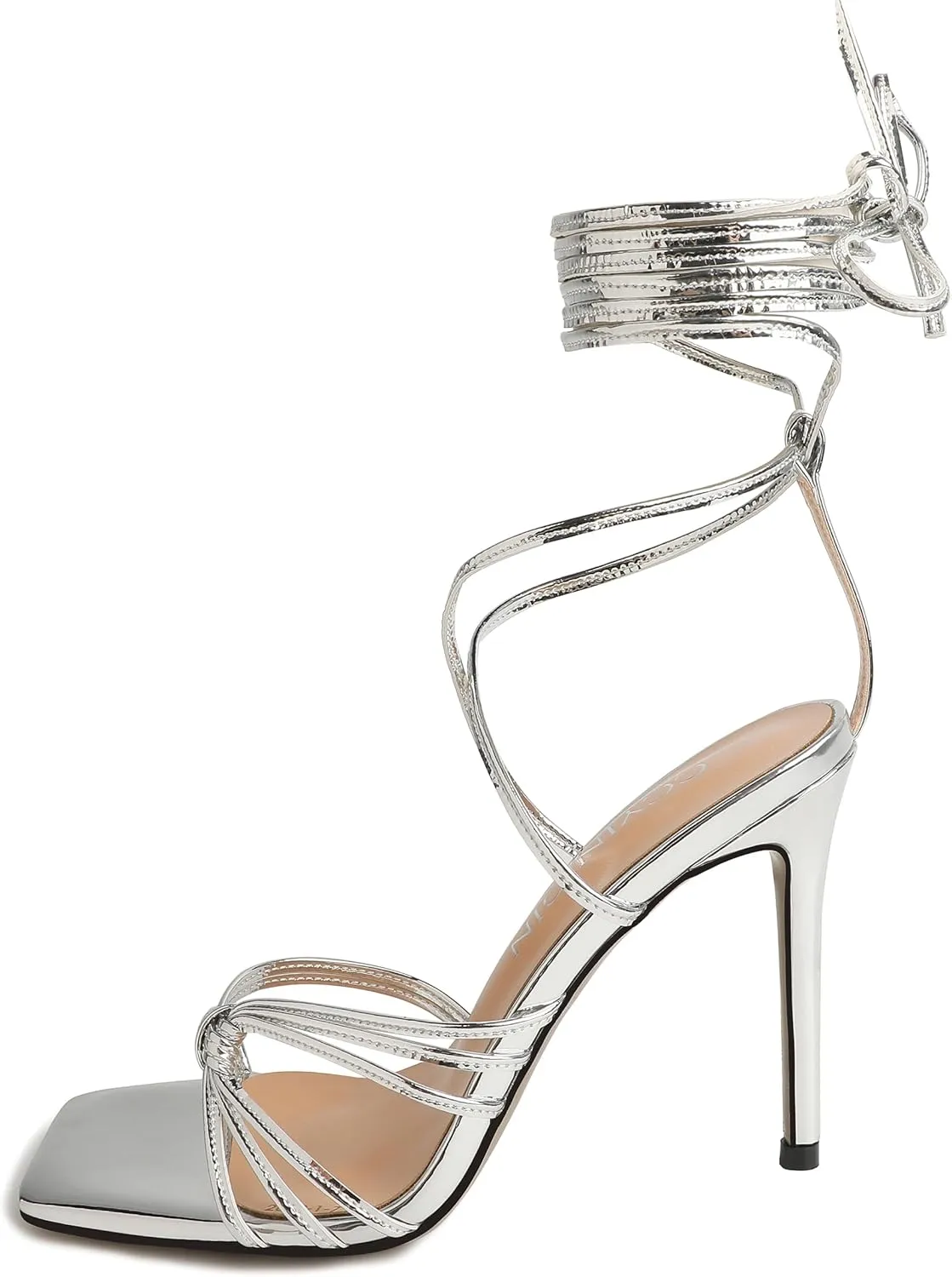 Lace Up Heels for Women, Strappy Heels for Women Sexy, Tie Up Sandals Heels with Square Open Toe, Womens Wrap Around Ankle Heels