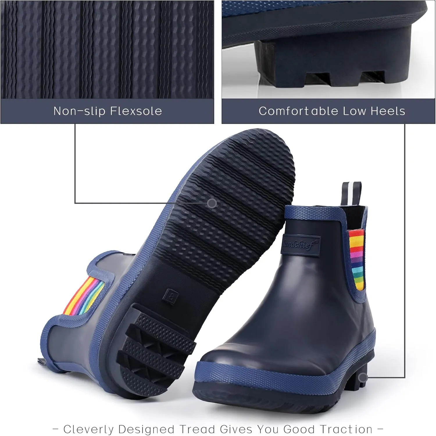 landchief Rain Boots for Women, Waterproof Ladies Tall Knee High Rubber boots,Comfort Garden Boots Anti-Slip Mid Heel Women Rain Shoes Outdoor