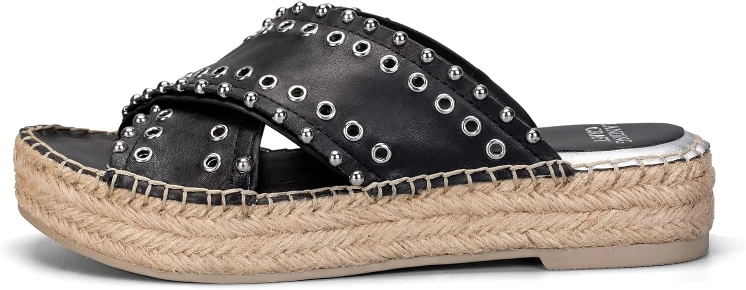 landing craft Womens Platform Slides Bohemia Sandals Slip on Open Toe Espadrille Wedges Vintage Sandals for Women