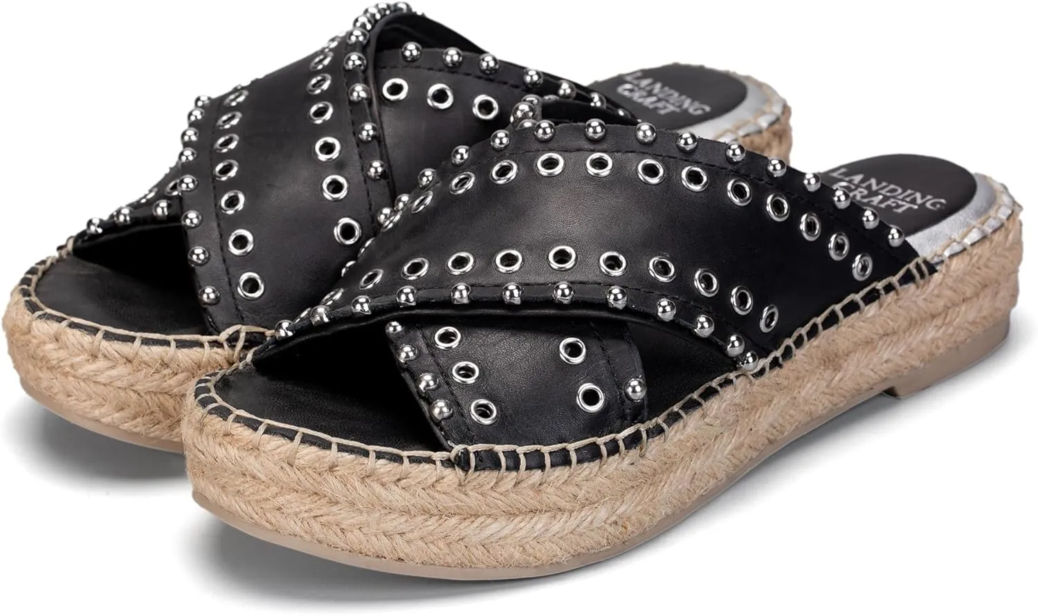 landing craft Womens Platform Slides Bohemia Sandals Slip on Open Toe Espadrille Wedges Vintage Sandals for Women