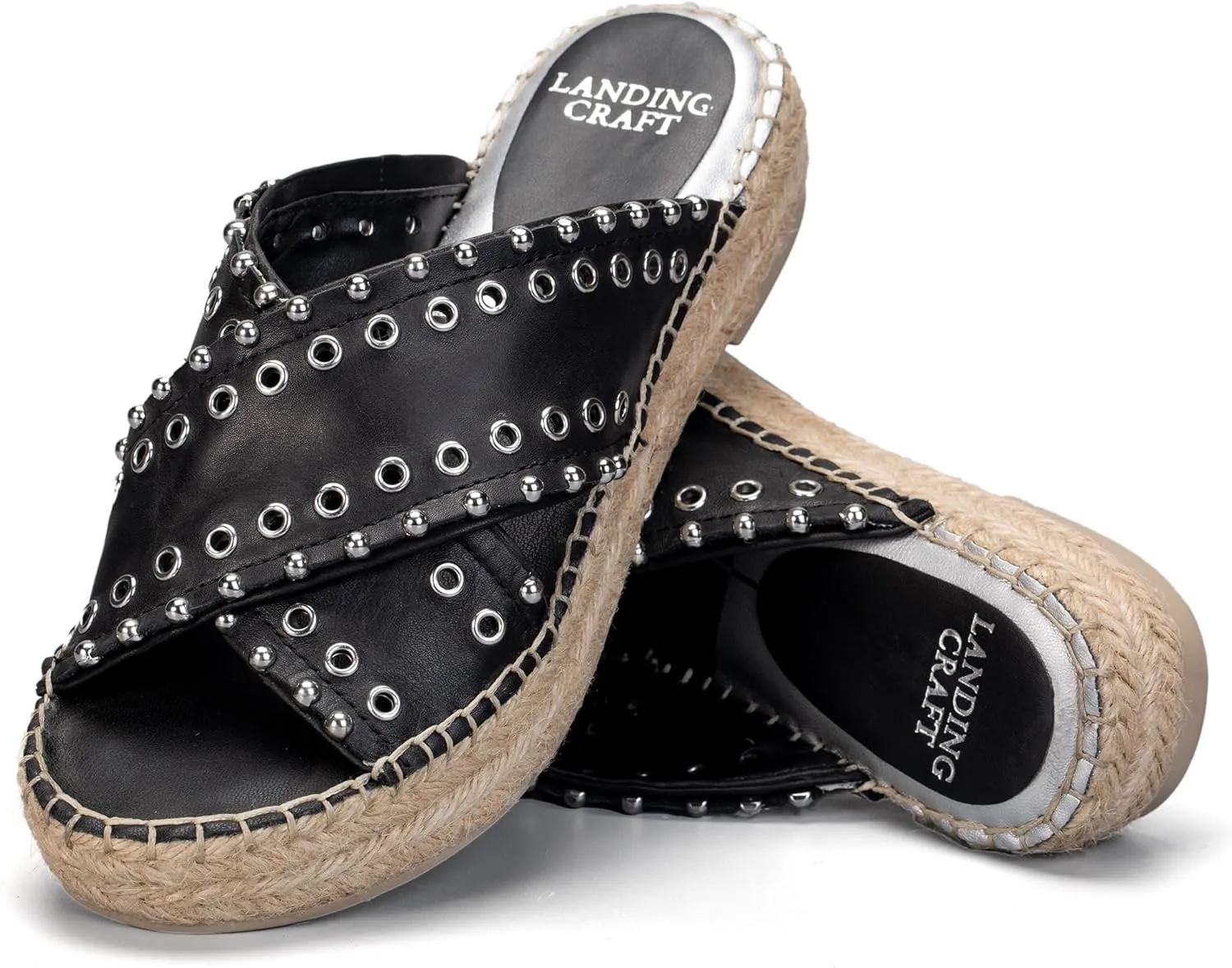 landing craft Womens Platform Slides Bohemia Sandals Slip on Open Toe Espadrille Wedges Vintage Sandals for Women
