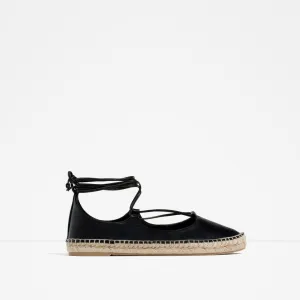 LEATHER LACE-UP ESPADRILLES