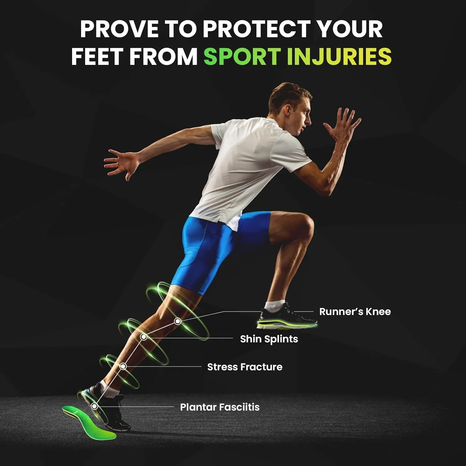 Lightweight Running Sport Insoles for Men Women - Welnove Shock Absorption & Cushioning Shoe Insert for Active Lifestyle,Planter Facetious Inserts,Heel Spur Relief,2XL:Men's 10.5-11.5,Women's 12.5-13