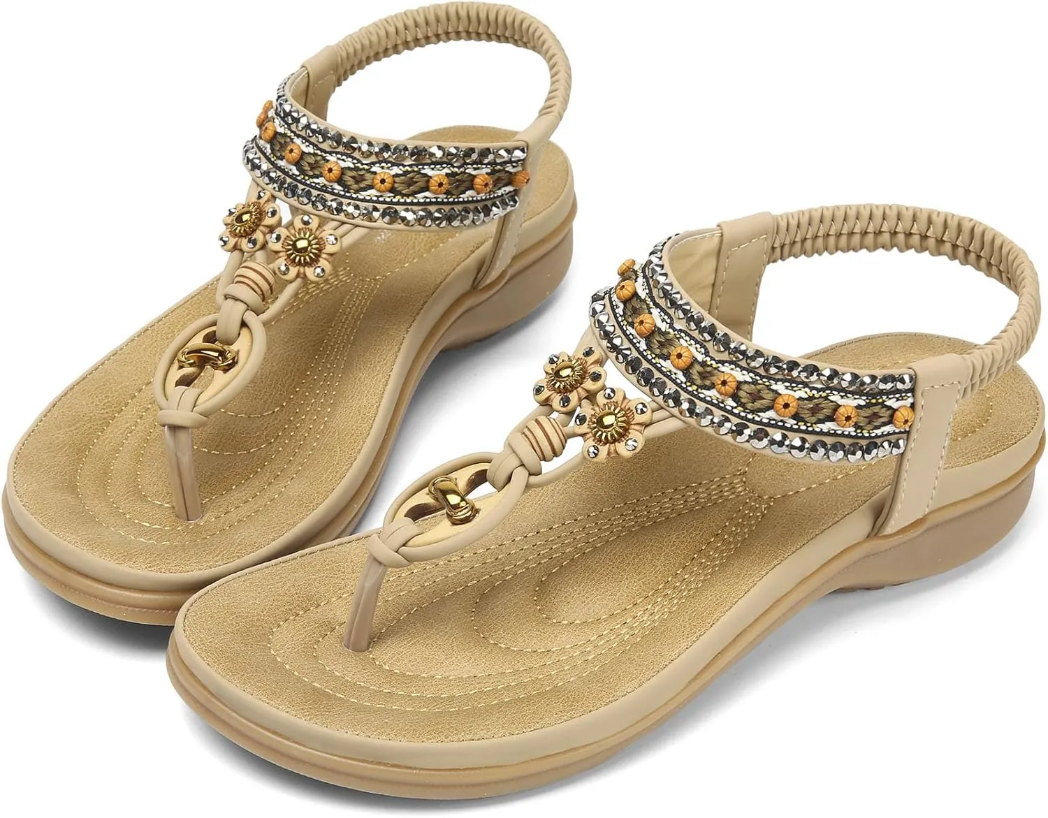 Littleplum Womens Sandals Arch Support Summer Beach Sandals Comfort Walking Shoes Bohemian Flip Flops Sandals for Women