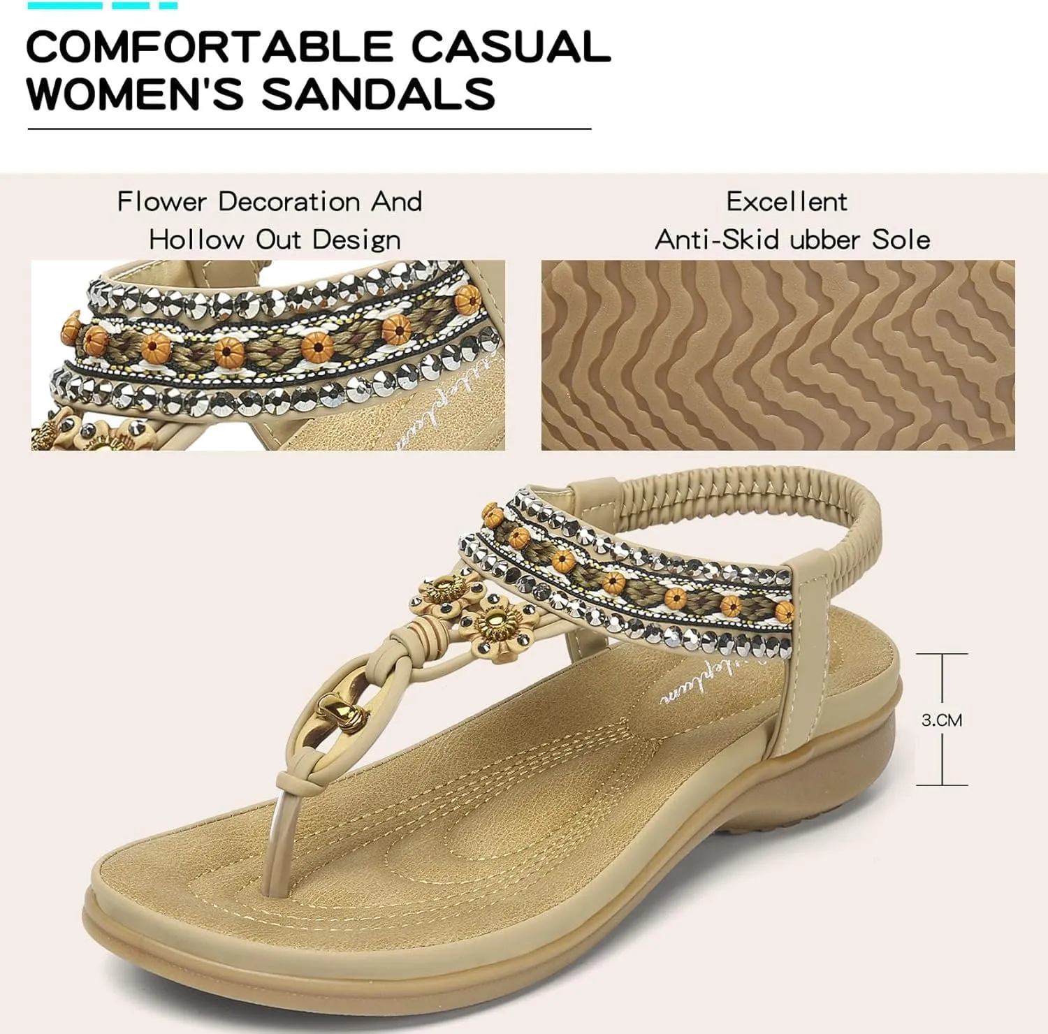 Littleplum Womens Sandals Arch Support Summer Beach Sandals Comfort Walking Shoes Bohemian Flip Flops Sandals for Women