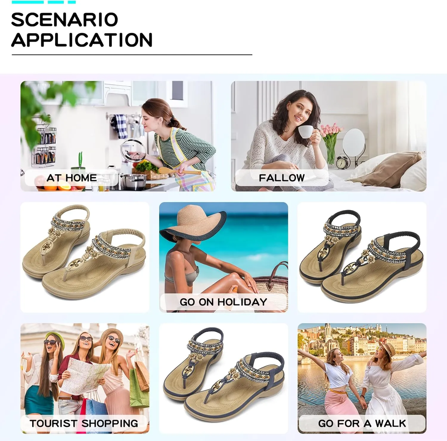 Littleplum Womens Sandals Arch Support Summer Beach Sandals Comfort Walking Shoes Bohemian Flip Flops Sandals for Women