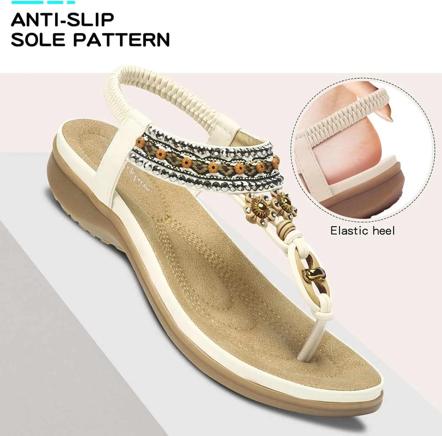 Littleplum Womens Sandals Arch Support Summer Beach Sandals Comfort Walking Shoes Bohemian Flip Flops Sandals for Women