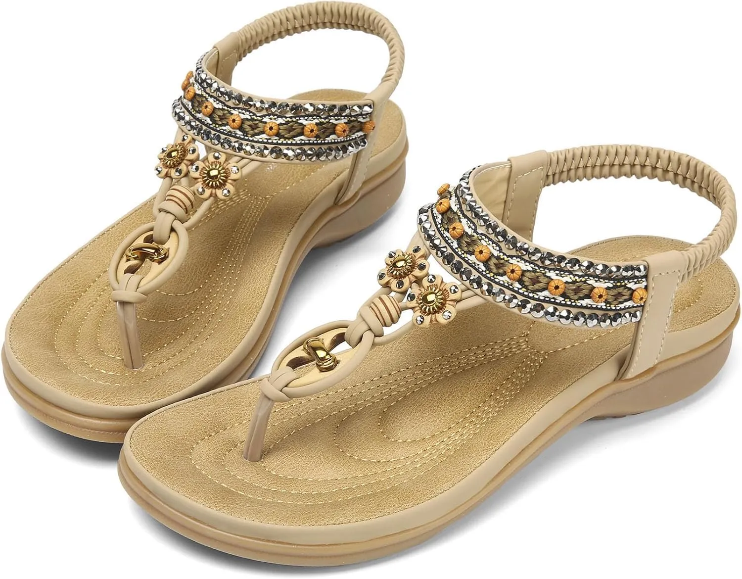 Littleplum Womens Sandals Arch Support Summer Beach Sandals Comfort Walking Shoes Bohemian Flip Flops Sandals for Women