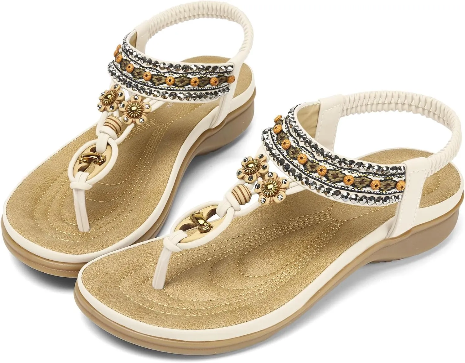Littleplum Womens Sandals Arch Support Summer Beach Sandals Comfort Walking Shoes Bohemian Flip Flops Sandals for Women