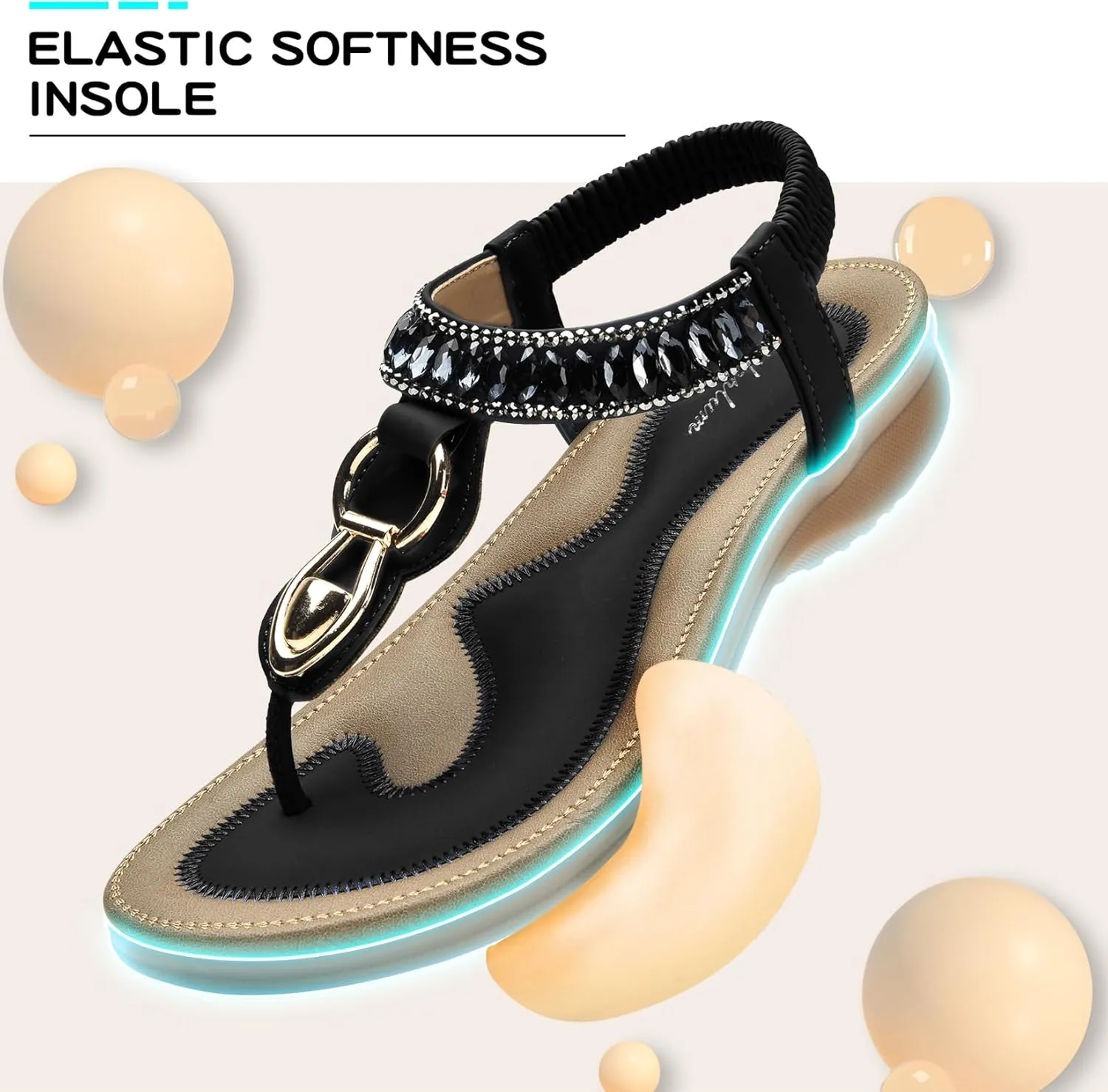 Littleplum Womens Sandals Comfort Arch Support Sandals Summer Walking Shoes Casual Ankle Elastic Flip Flops Shoes