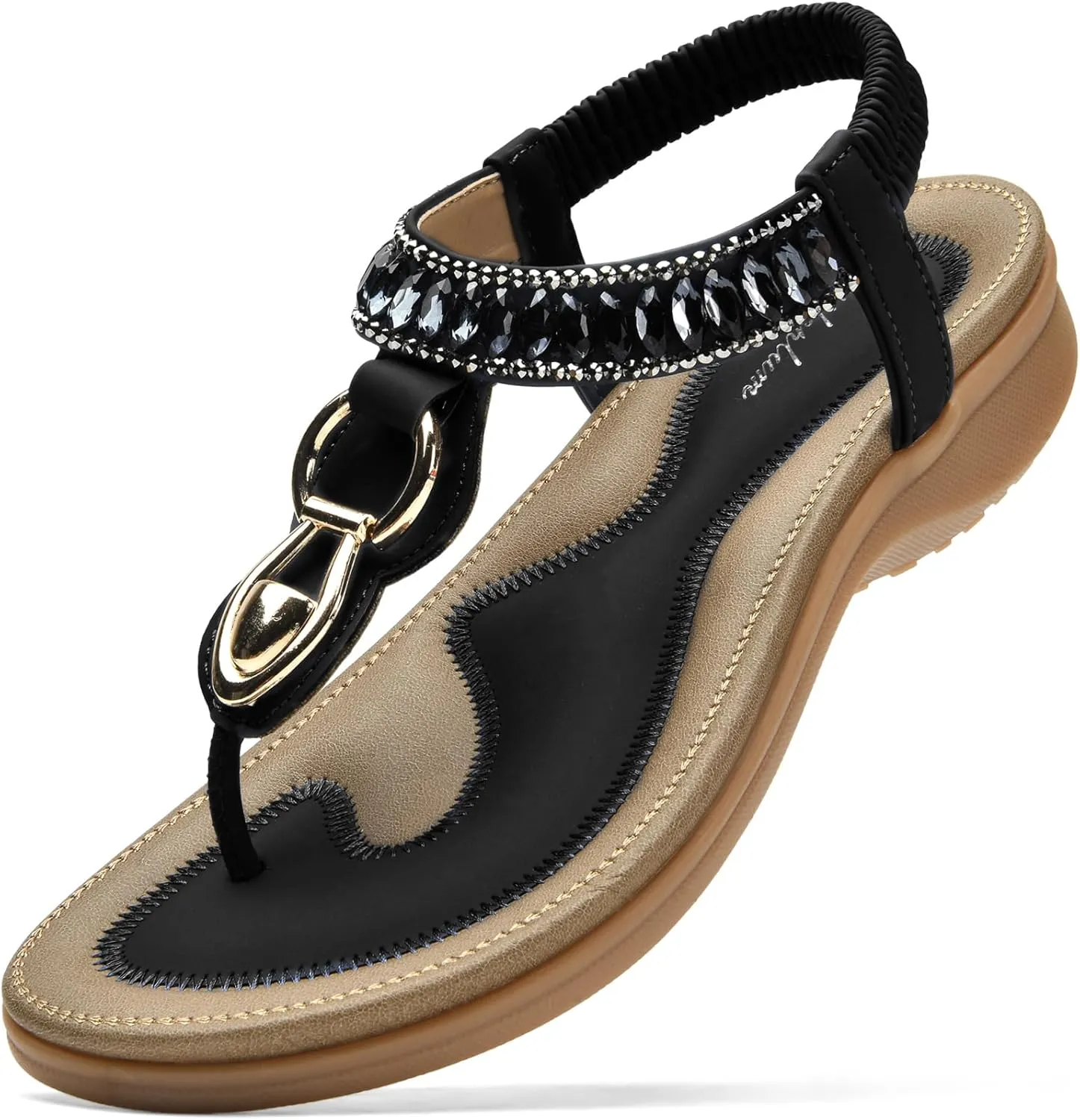 Littleplum Womens Sandals Comfort Arch Support Sandals Summer Walking Shoes Casual Ankle Elastic Flip Flops Shoes