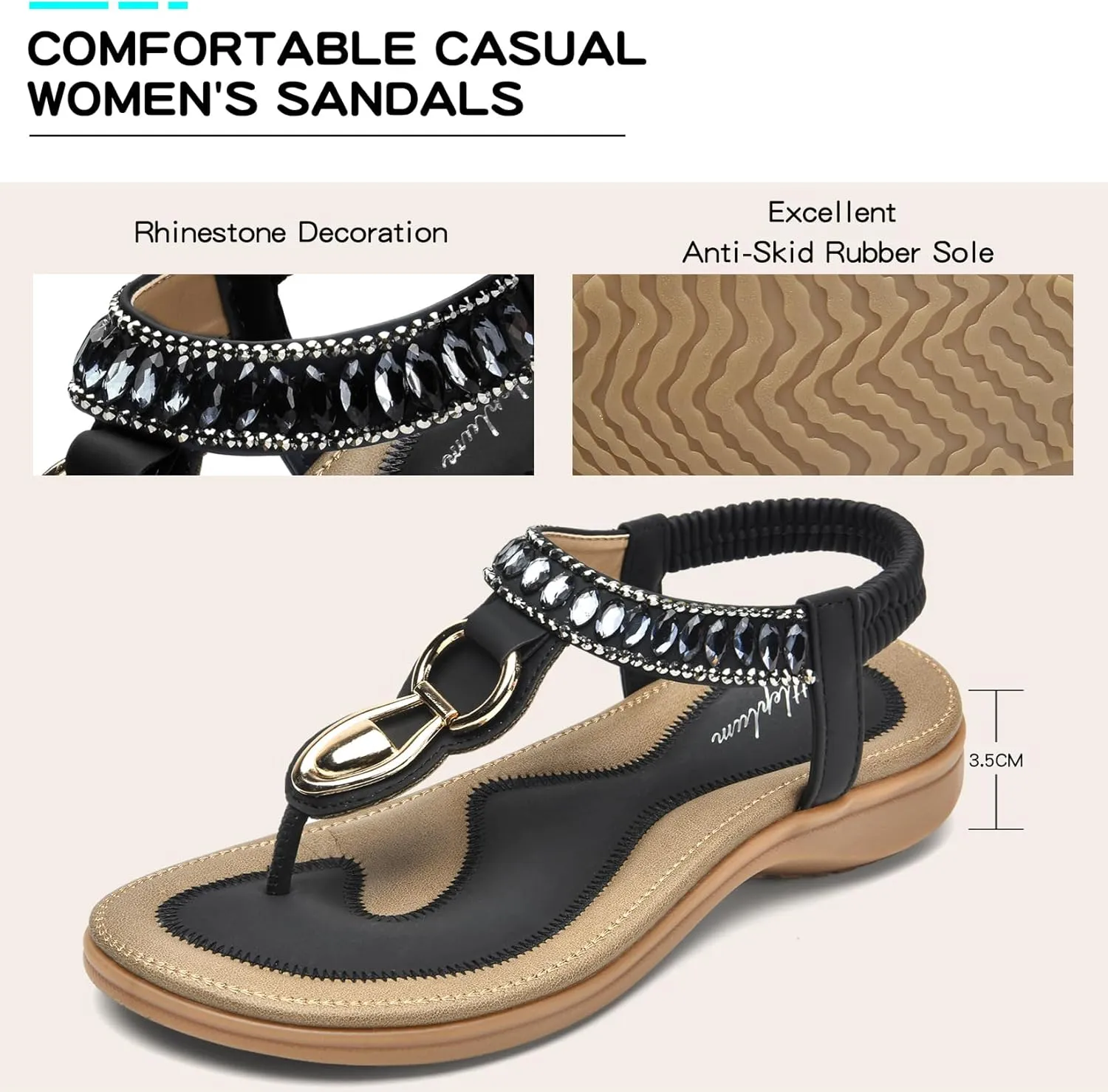 Littleplum Womens Sandals Comfort Arch Support Sandals Summer Walking Shoes Casual Ankle Elastic Flip Flops Shoes