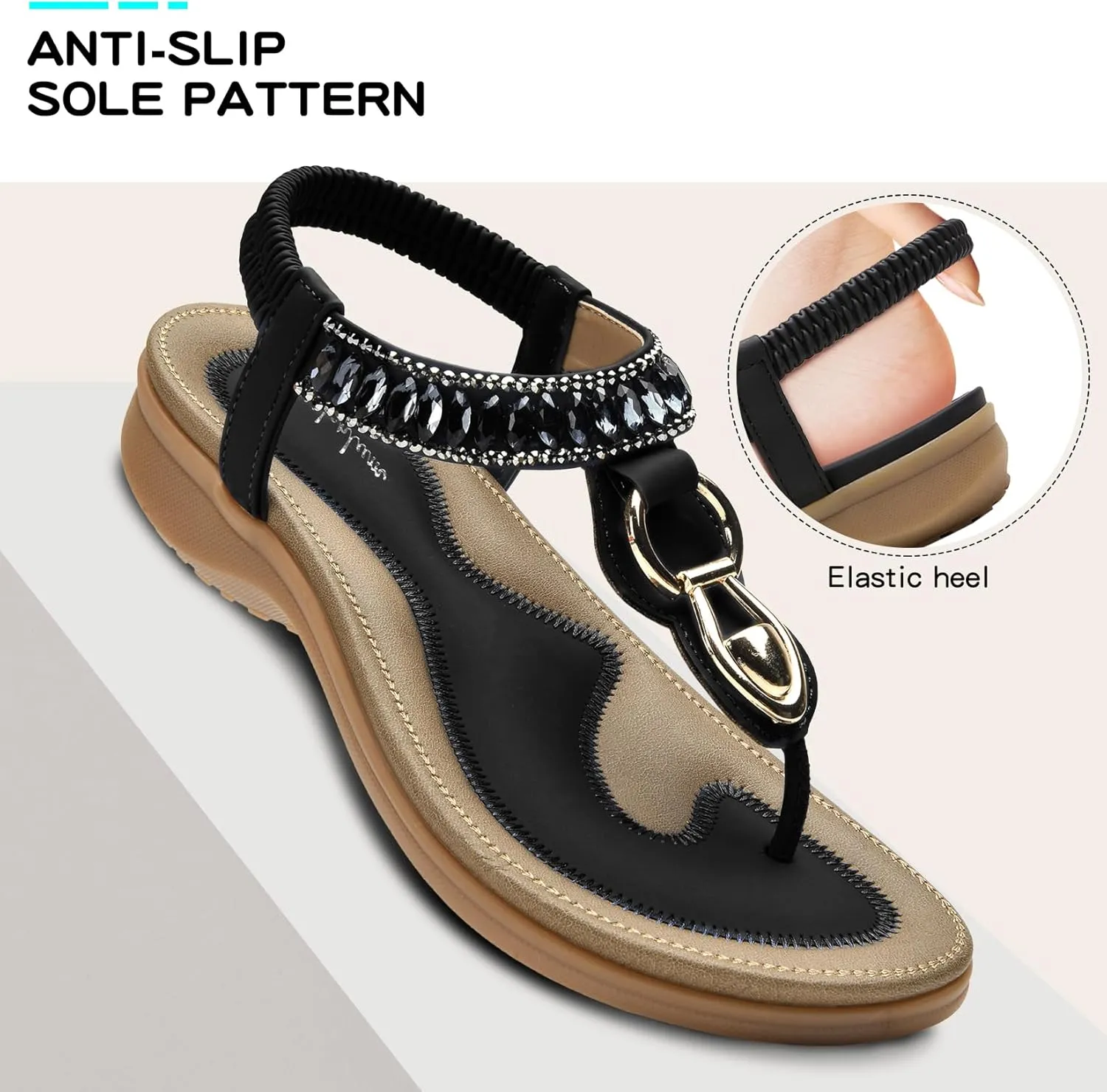 Littleplum Womens Sandals Comfort Arch Support Sandals Summer Walking Shoes Casual Ankle Elastic Flip Flops Shoes