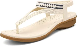Littleplum Womens Sandals Comfort Arch Support Sandals Summer Walking Shoes Casual Ankle Elastic Flip Flops Shoes