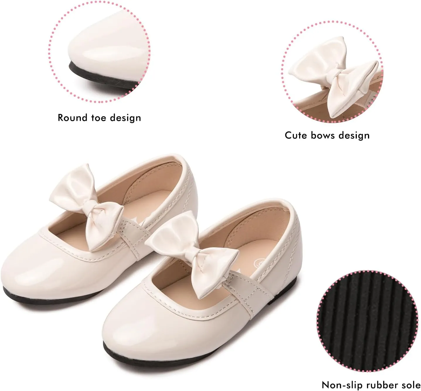 LM Toddler/Little Girls Mary Jane Dress Shoes Bow Ballet Flats for Wedding, Party, School