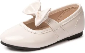 LM Toddler/Little Girls Mary Jane Dress Shoes Bow Ballet Flats for Wedding, Party, School