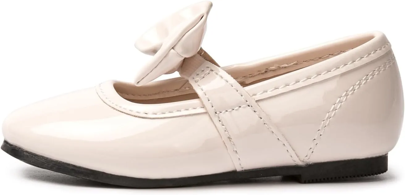 LM Toddler/Little Girls Mary Jane Dress Shoes Bow Ballet Flats for Wedding, Party, School