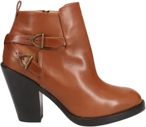 Lucchese Womens Lucia Round Toe Casual Boots Ankle Mid Heel 2-3" - Brown