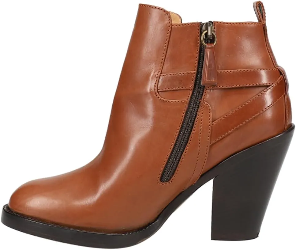 Lucchese Womens Lucia Round Toe Casual Boots Ankle Mid Heel 2-3" - Brown