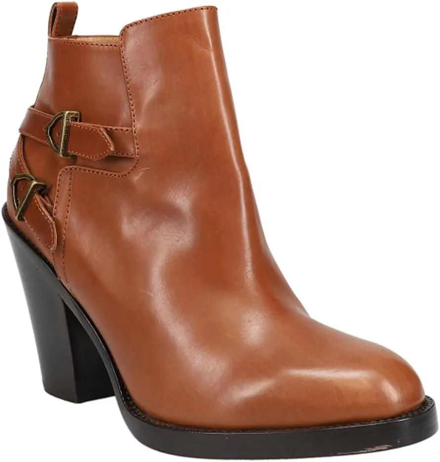 Lucchese Womens Lucia Round Toe Casual Boots Ankle Mid Heel 2-3" - Brown
