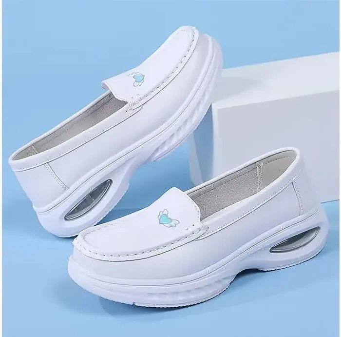 MAIITRIP Women's Non-Slip Nursing Shoes,Leather Comfortable Slip On Work Sneakers,Loafers for Restaurant Breathable Soft Nurse Shoes,Memory Foam Lightweight Casual Walking Daily