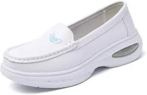 MAIITRIP Women's Non-Slip Nursing Shoes,Leather Comfortable Slip On Work Sneakers,Loafers for Restaurant Breathable Soft Nurse Shoes,Memory Foam Lightweight Casual Walking Daily