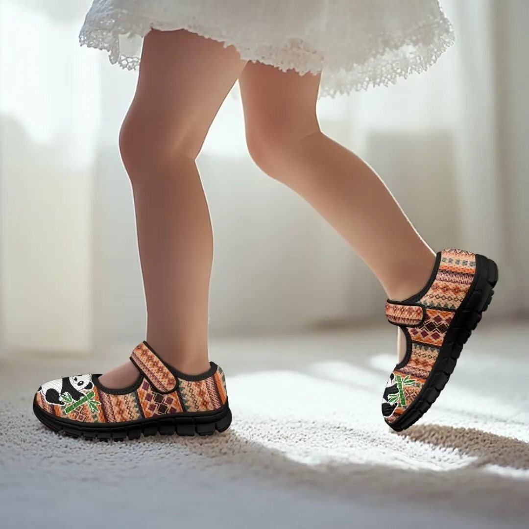 Mary Jane Shoes for Girls Casual School Flats Shoes Toddler Anti-Skid Magic Sticker Sneaker