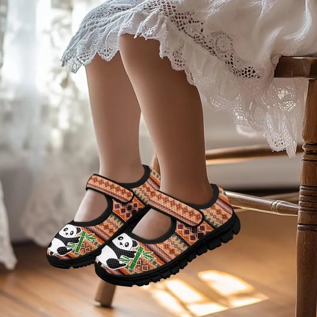 Mary Jane Shoes for Girls Casual School Flats Shoes Toddler Anti-Skid Magic Sticker Sneaker