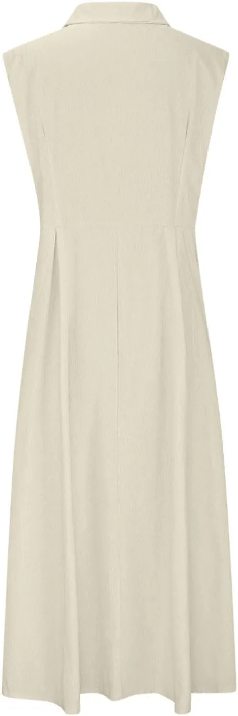 Maxi Dresses for Women 2025 Button Down Cotton Linen Dress Sleeveless Drop Waist Long Vacation Beach Sundresses