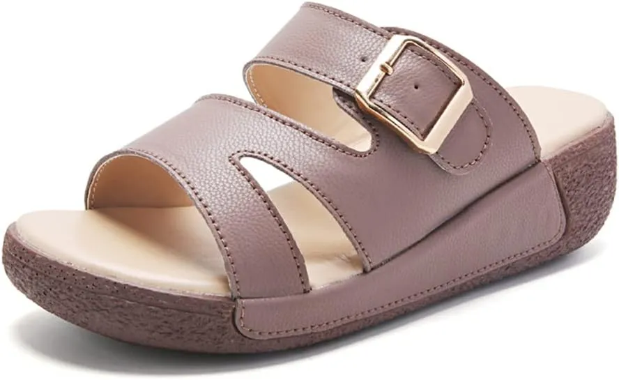 Maylrvjv Women's Sandals Summer Beach Platform Wedge Sandals Simple Comfortable Daily Commuting Work Slides Sandal