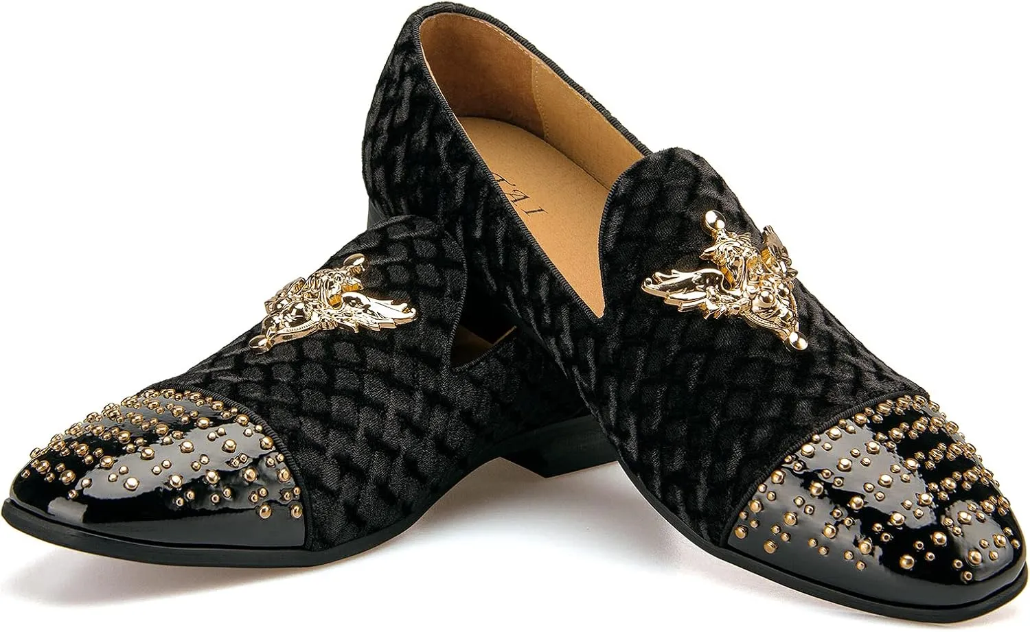 Men Genuine Leather Mens Metallic Textured Slip-on Glitter Loafers Shoes