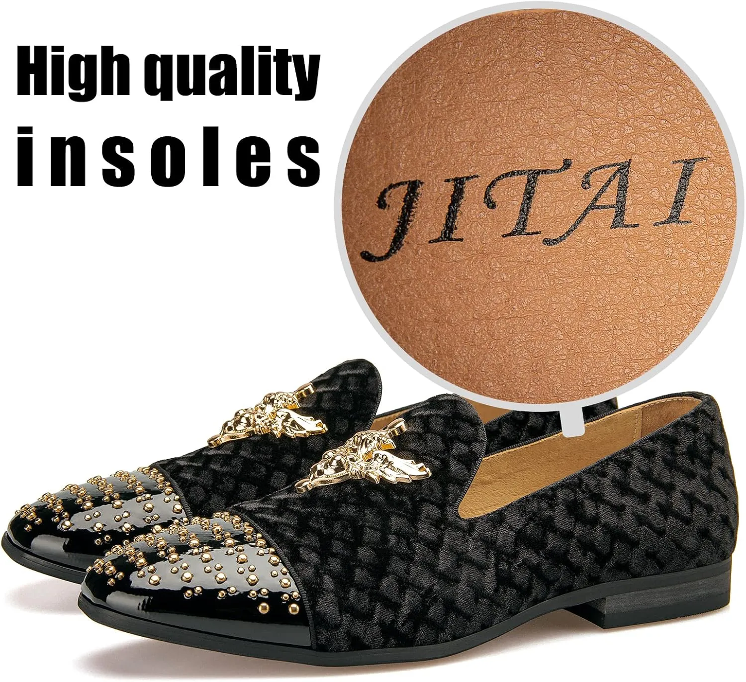 Men Genuine Leather Mens Metallic Textured Slip-on Glitter Loafers Shoes
